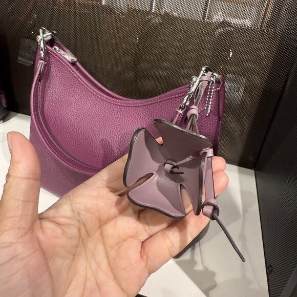 Coach Outlet Laurel Shoulder Bag with Flower Charm CCE35 SVYF2 Plum/Jasmine - Picture 3 of 12